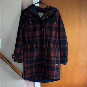 L.L. Bean Women's Navy and Red Plaid Utility Jacket